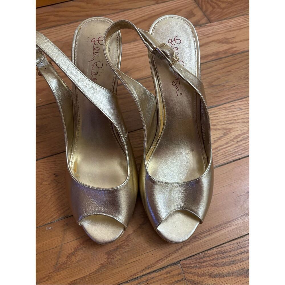 Lily Pulitzer Gold Wedge Heels